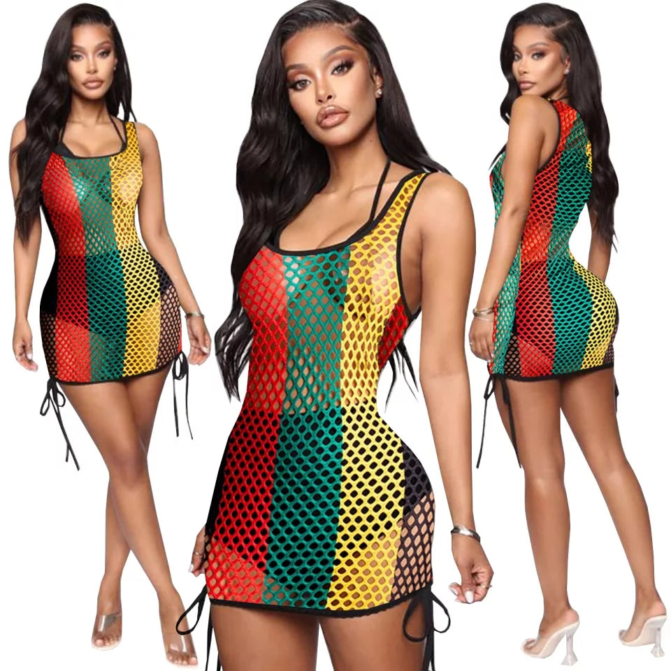 Rasta Gauze See Though Midi Dress