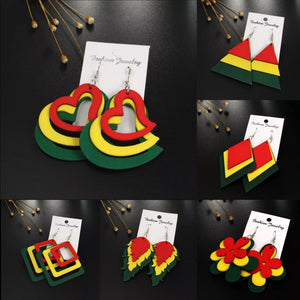 Rasta Color Wooden Earrings