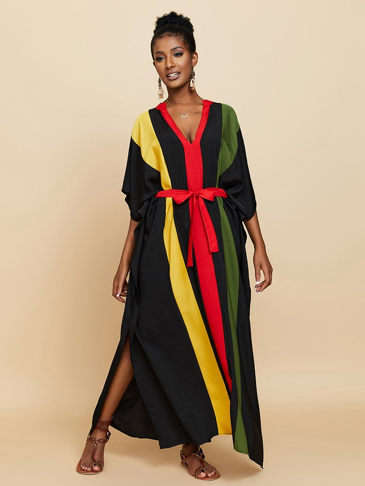 Elegant Rasta Maxi Cover up Dress