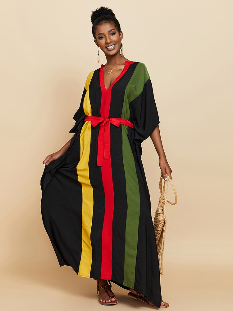 Elegant Rasta Maxi Cover up Dress