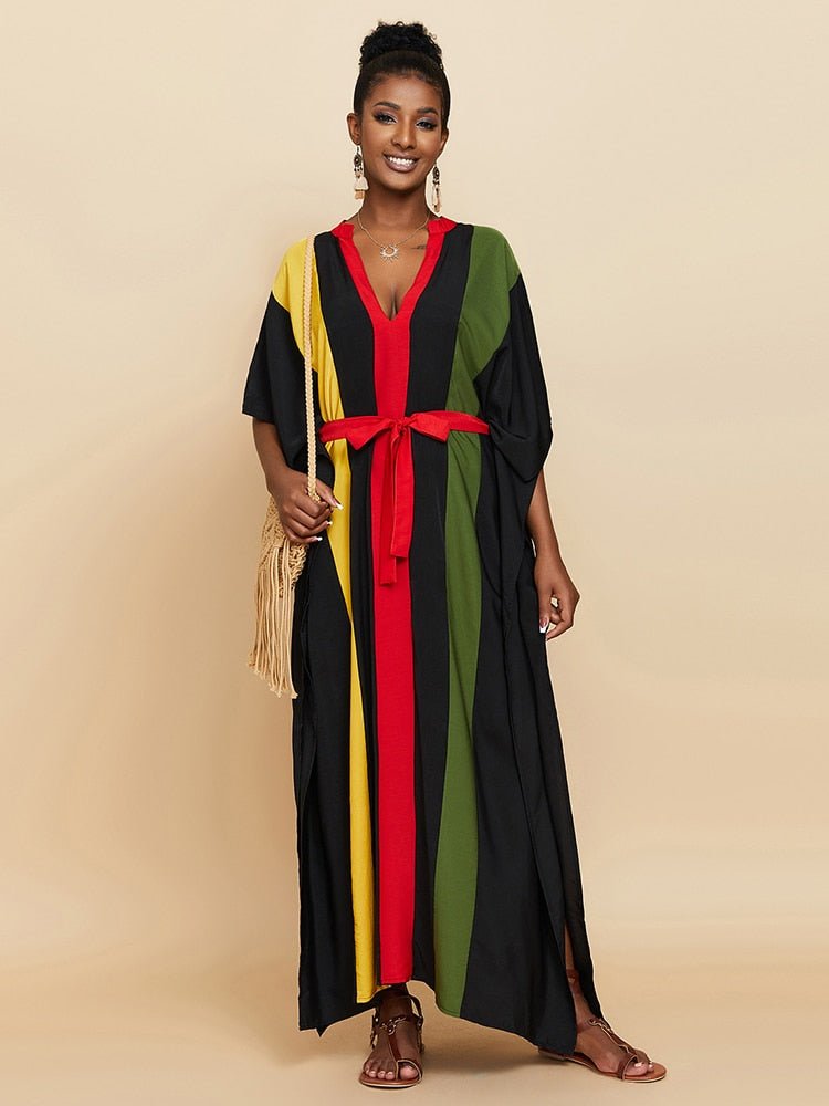 Elegant Rasta Maxi Cover up Dress