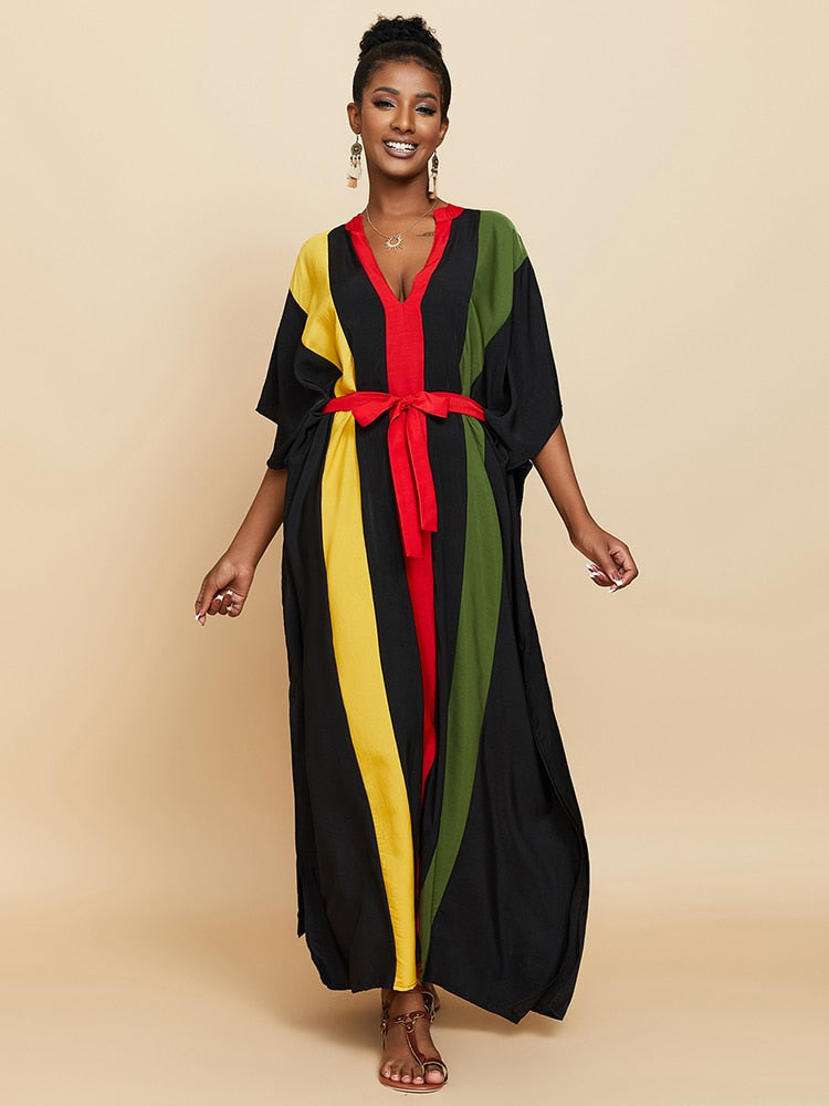 Elegant Rasta Maxi Cover up Dress