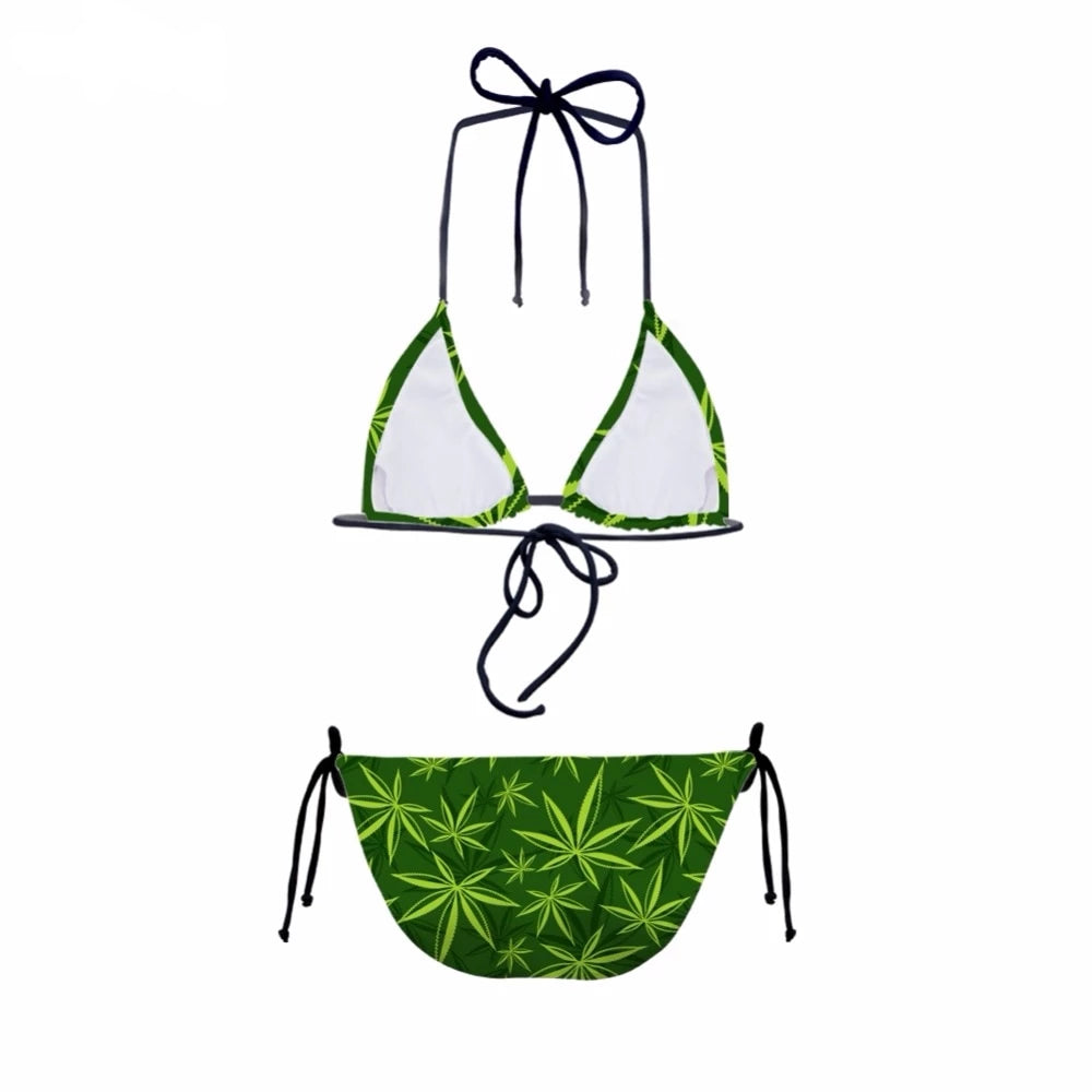 Rasta Color Hemp Leaves Bikini Set