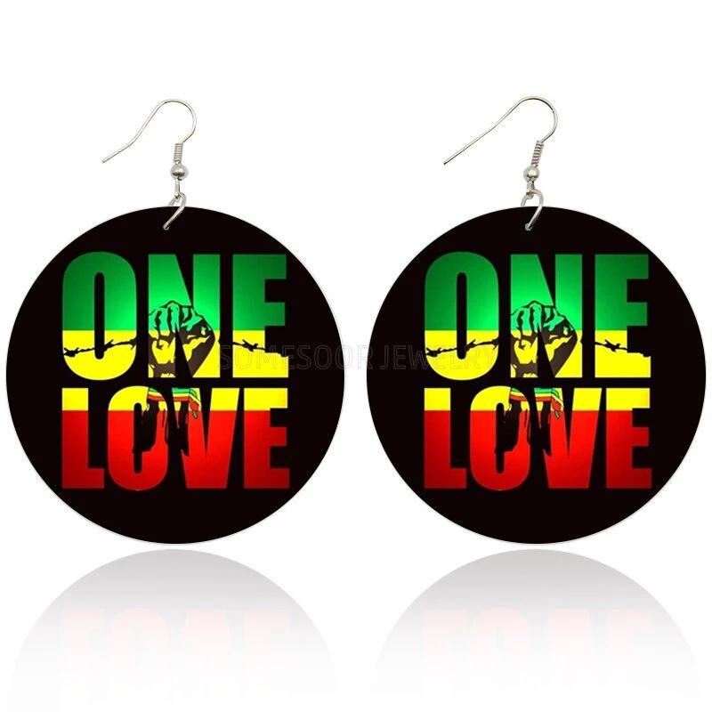 One Love Wooden Earrings