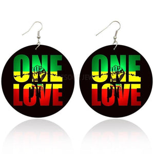 One Love Wooden Earrings