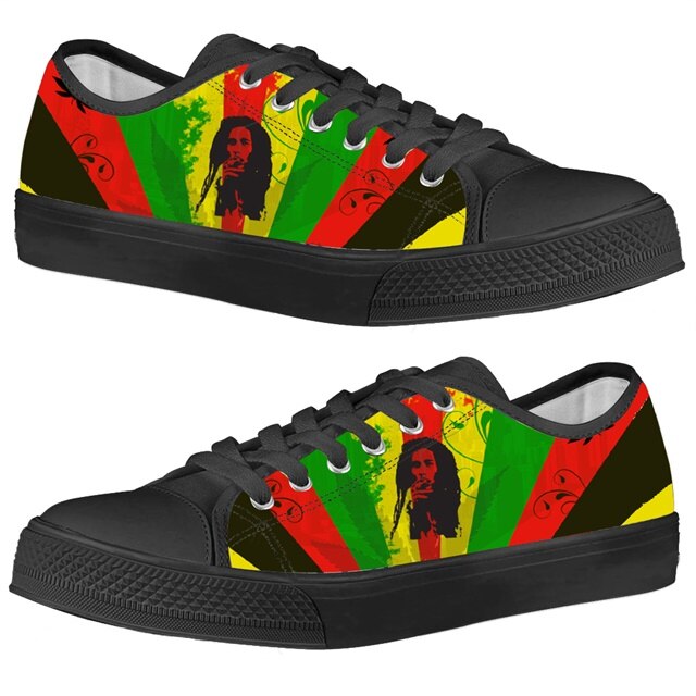 Rasta Jamaica Vulcanized 3D Print Canvas Shoes