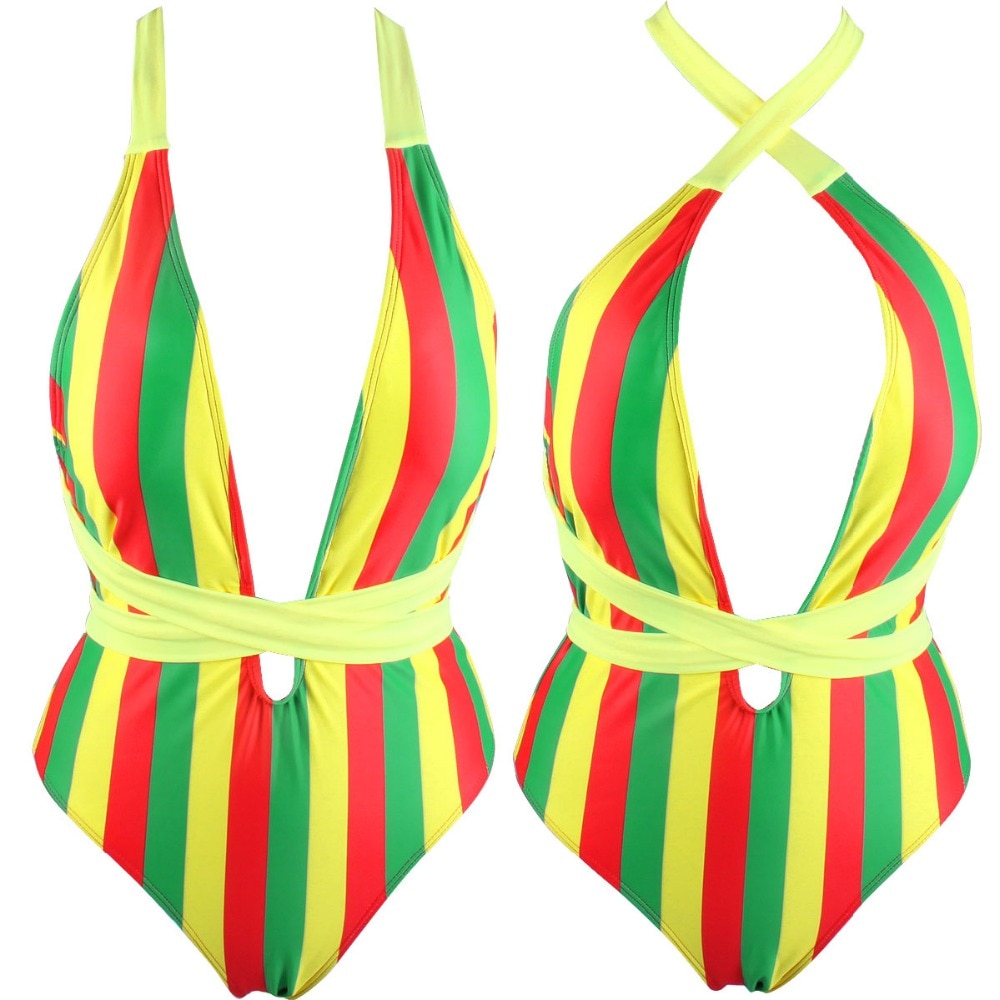 Rasta Weed Leaf Trini Flag Monokini