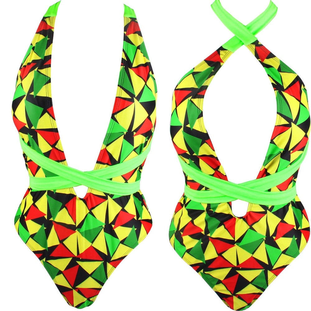 Rasta Weed Leaf Trini Flag Monokini