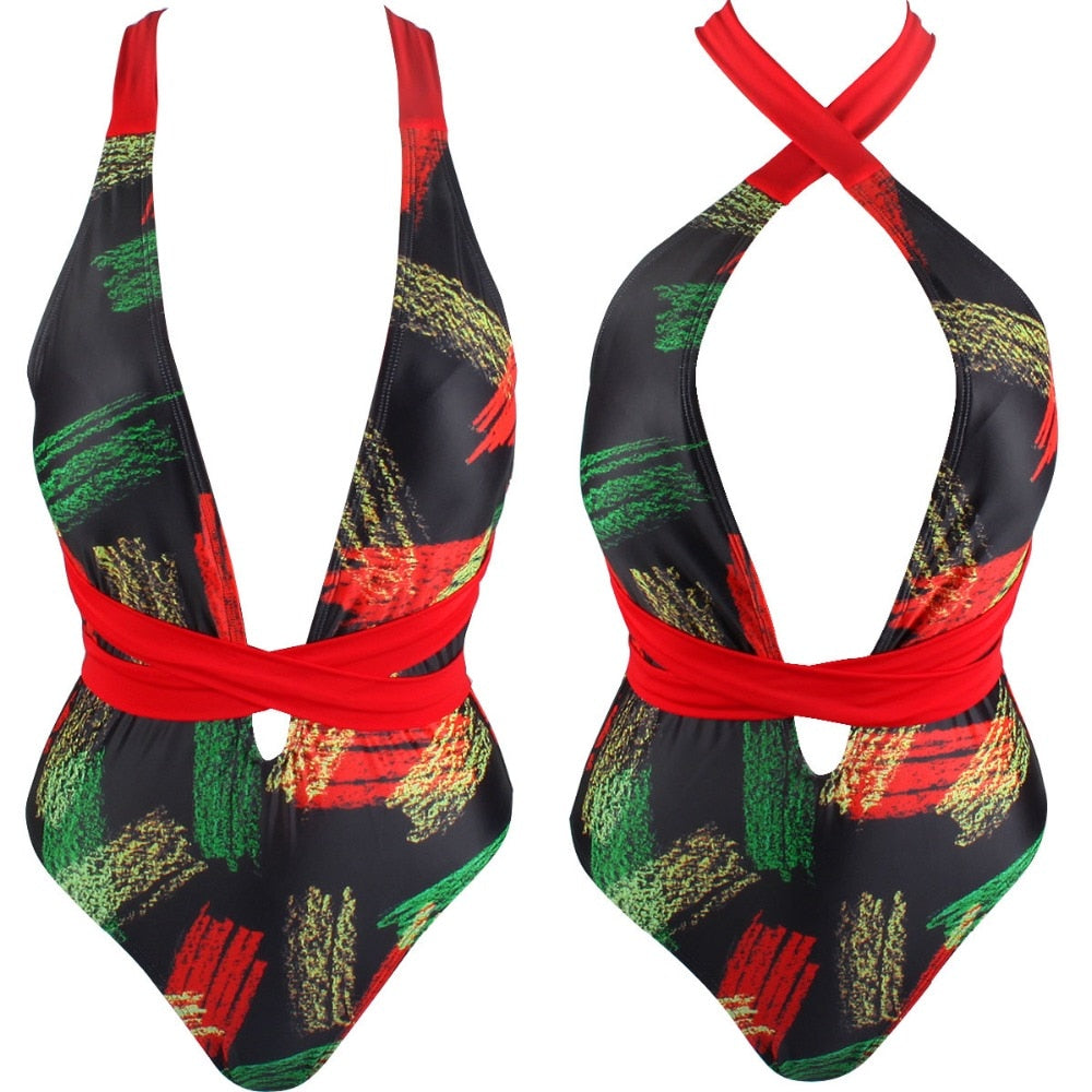 Rasta Weed Leaf Trini Flag Monokini