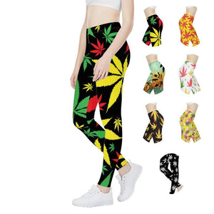 Women Weed Leaf Leggings