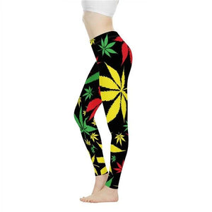 Women Weed Leaf Leggings