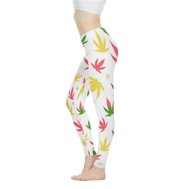 Women Weed Leaf Leggings