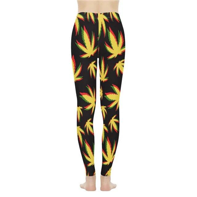 Women Weed Leaf Leggings