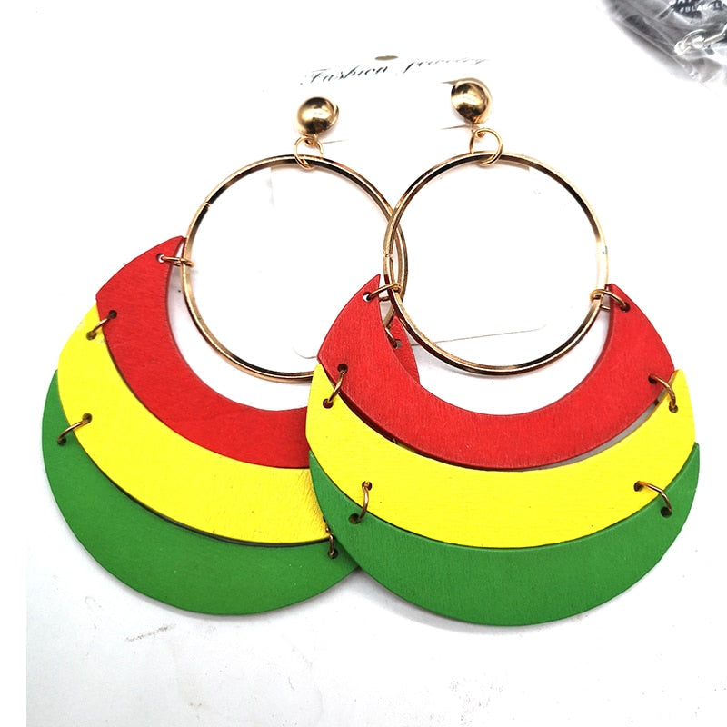 Rasta Wooden Earrings