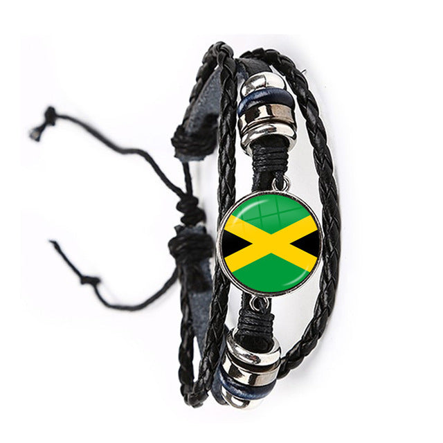 Jamaica Flag Leather Bracelet