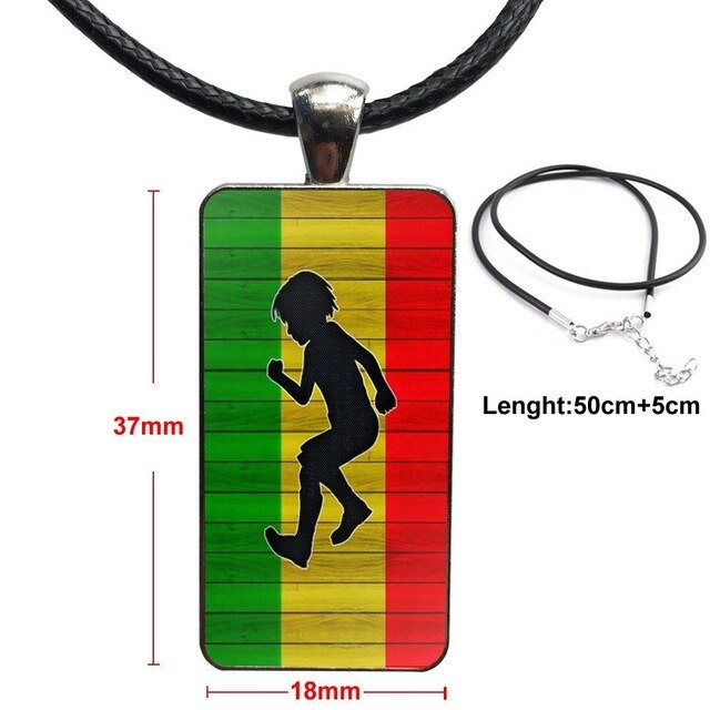 Jamaica Flag Rasta Glass Pendant Necklace