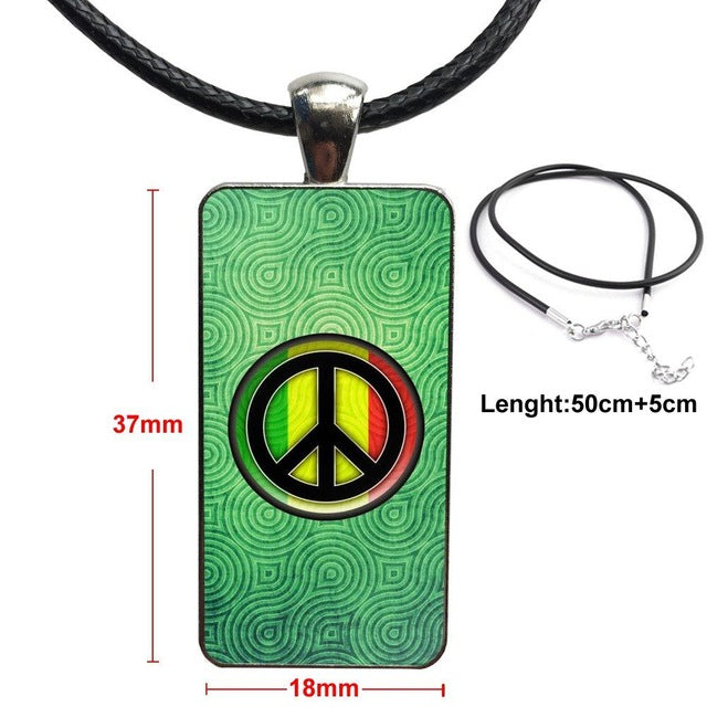 Jamaica Flag Rasta Glass Pendant Necklace