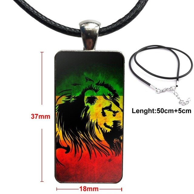 Jamaica Flag Rasta Glass Pendant Necklace