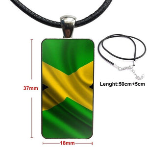 Jamaica Flag Rasta Glass Pendant Necklace