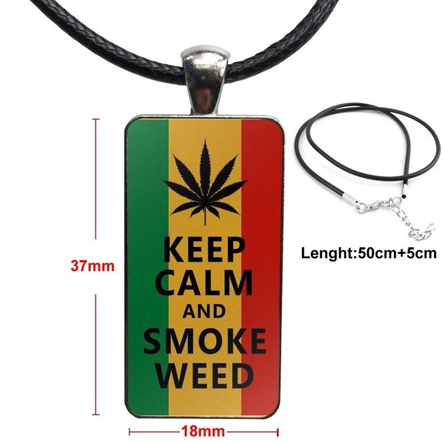 Jamaica Flag Rasta Glass Pendant Necklace