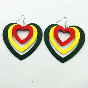 Rasta Color Wooden Earrings