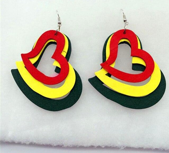 Rasta Color Wooden Earrings