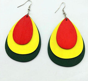 Rasta Color Wooden Earrings