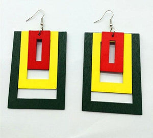 Rasta Color Wooden Earrings