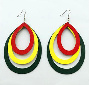 Rasta Color Wooden Earrings