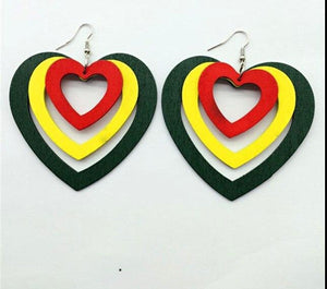 Rasta Color Wooden Earrings