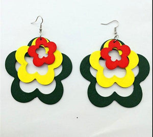 Rasta Color Wooden Earrings