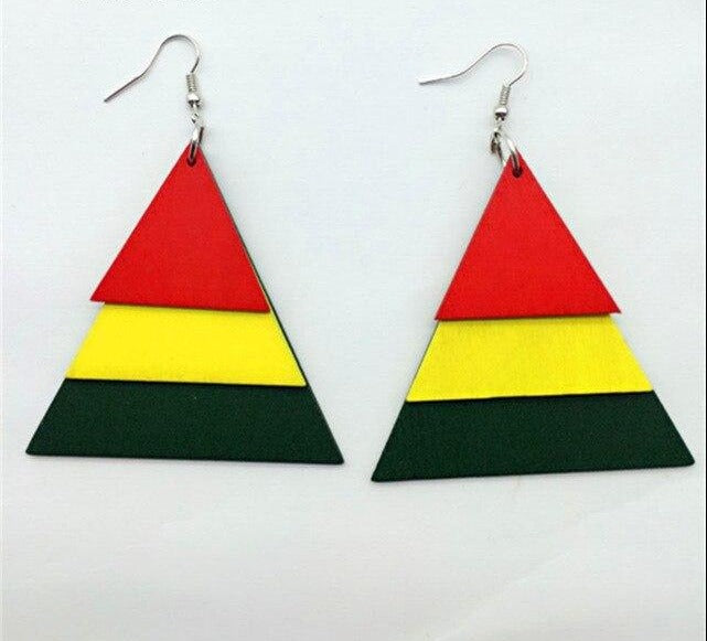 Rasta Color Wooden Earrings