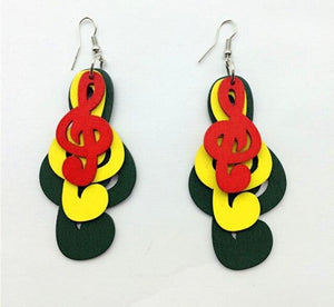 Rasta Color Wooden Earrings