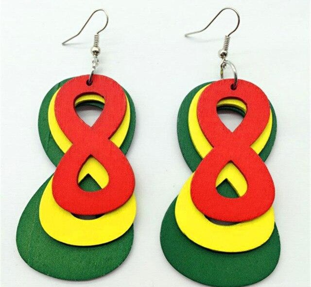 Rasta Color Wooden Earrings