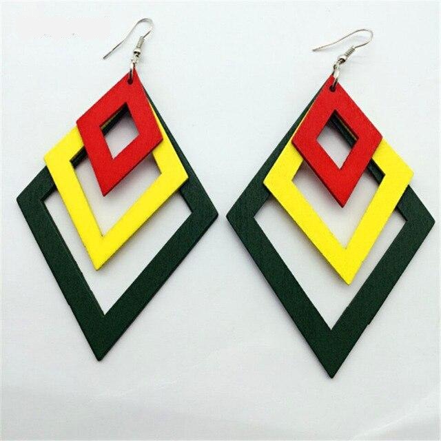 Rasta Color Wooden Earrings