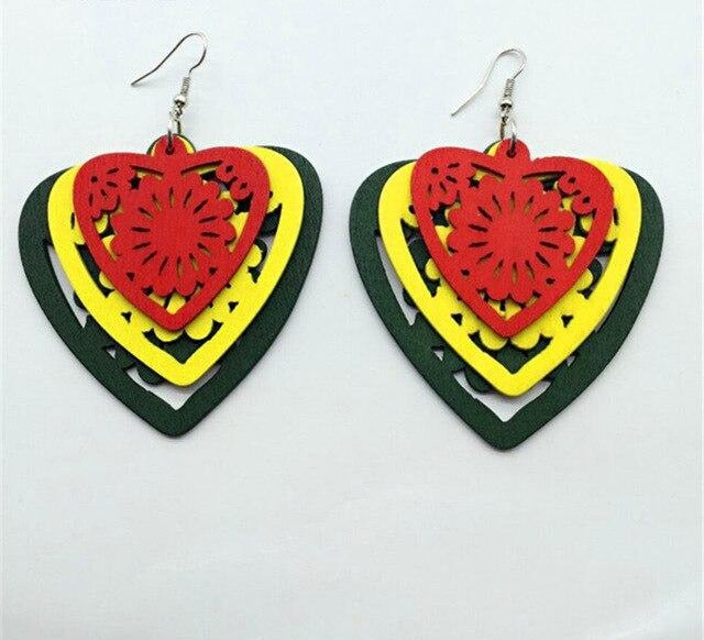 Rasta Color Wooden Earrings