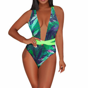 Rasta Weed Leaf Trini Flag Monokini