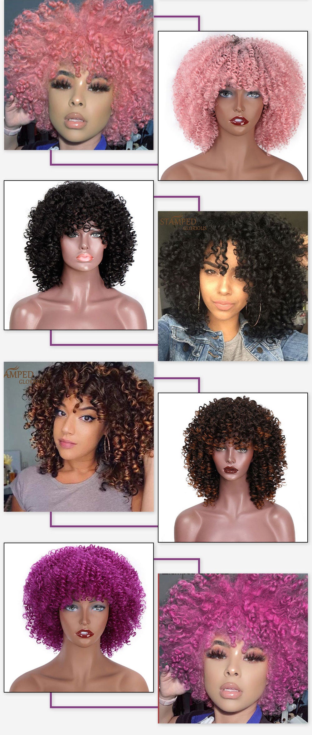 14inches Afro Kinky Curly Synthetic Wig With Bangs