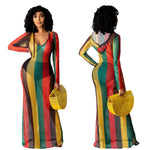 Rasta Long Sleeve Maxi Cover Up Dress