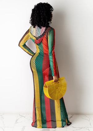 Rasta Long Sleeve Maxi Cover Up Dress