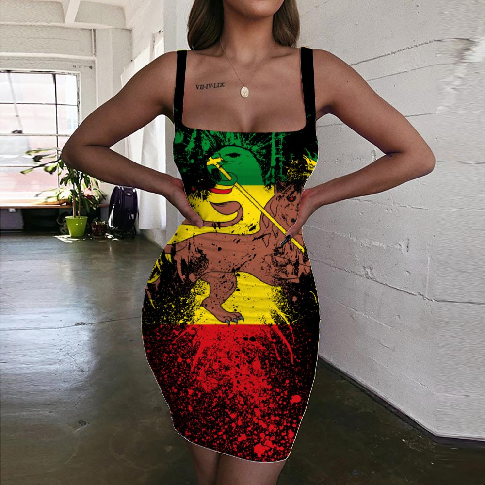 Rasta Lion Bodycon Mini Dress