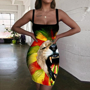 Rasta Lion Bodycon Mini Dress