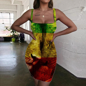 Rasta Lion Bodycon Mini Dress