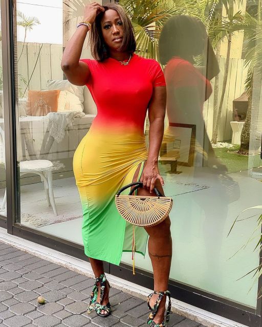 Rasta Shirred Split Midi Dress