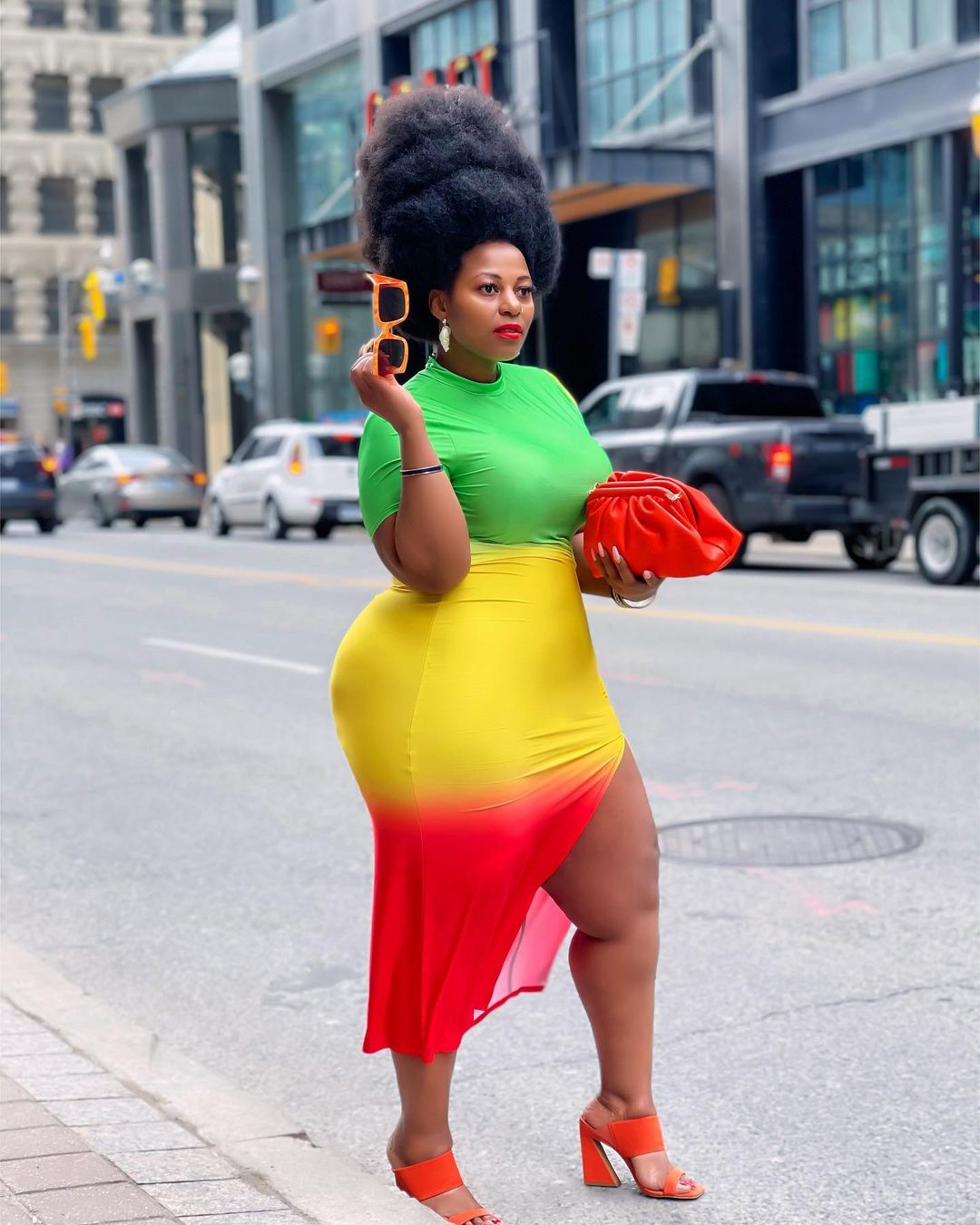 Rasta Plus Size Side Split Midi Dress