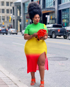 Rasta Plus Size Side Split Midi Dress