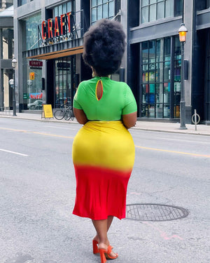 Rasta Plus Size Side Split Midi Dress