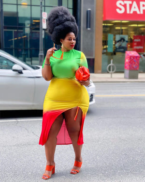 Rasta Plus Size Side Split Midi Dress