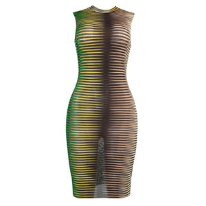 Jamaica Striped See Through Bodycon Dress