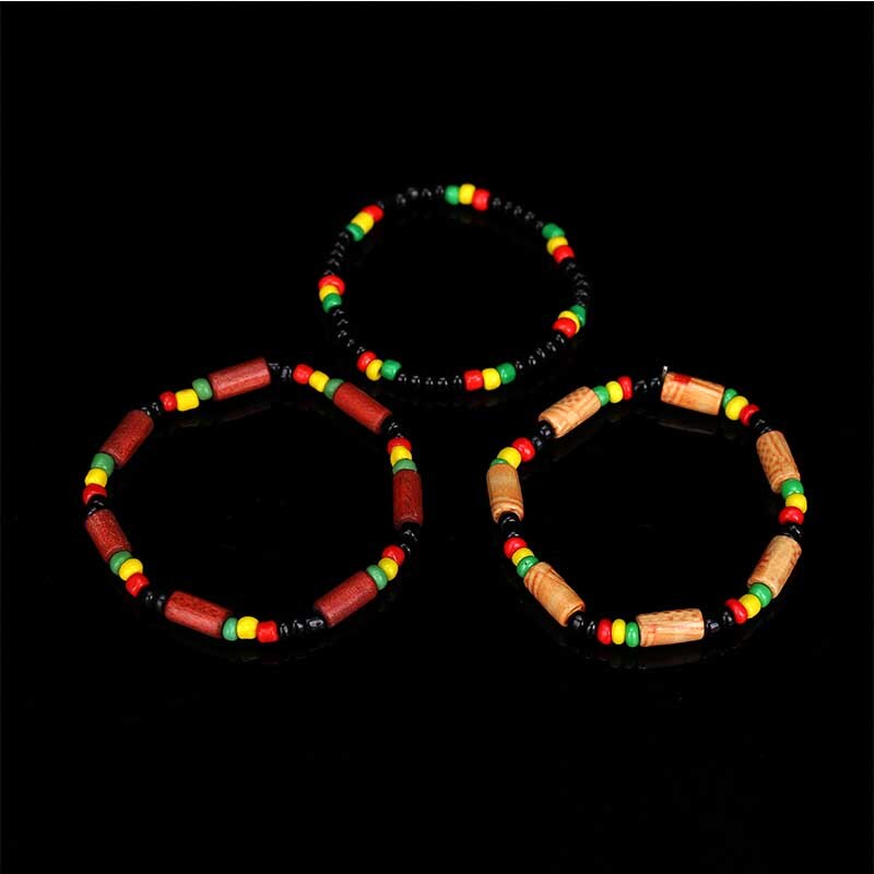 3 Pieces Rasta Wooden Bracelet